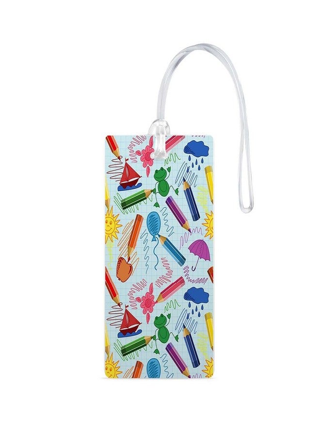 100yellow® Pencil Printed Luggage Tags, Bag Tag Travel Id Labels Tag for Baggage Suitcases Bags with Silicon- Ideal for Kids ( Pack of 2 ) - Image 2